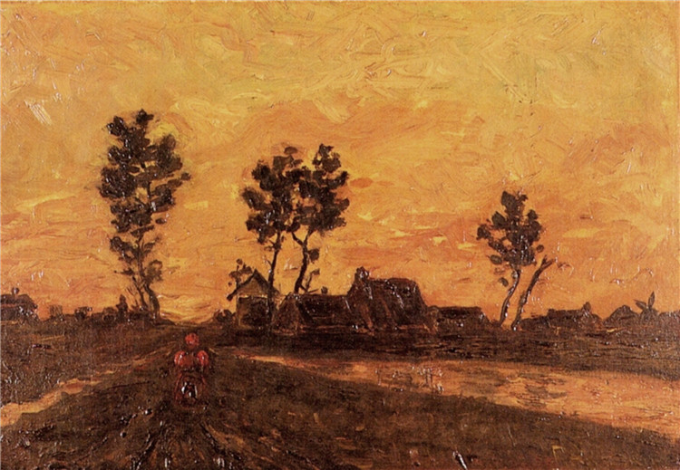 Landscape At Sunset Van Gogh Oil Painting